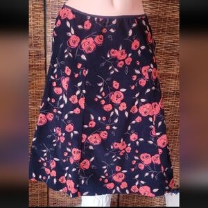 Black New Vintage Angie Velvet Corduroy A-Line Flare Business Skirt Women's Sz L